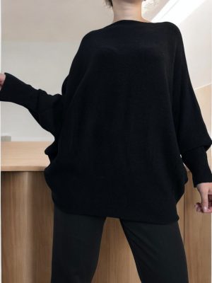 Πουλόβερ με μανίκια νυχτερίδα<br/><small class="dmm_sku">Κωδικός προϊόντος: 7202-μαυρο</small>