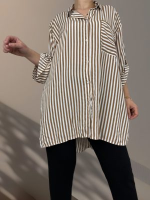 Ριγέ  πουκάμισα<br/><small class="dmm_sku">Κωδικός προϊόντος: 4950-μπεζ</small>