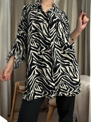 Μπλουζοφόρεμα ζεβρε<br/><small class="dmm_sku">Κωδικός προϊόντος: 7318-ασπρομαυρο</small>