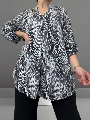Μπλουζα ελαστική με V<br/><small class="dmm_sku">Κωδικός προϊόντος: 7367-ζεβρε</small>