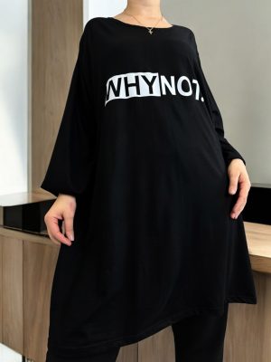 Ελαστική μπλούζα με στάμπα Why Not