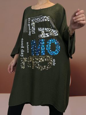 Μπλούζα plus size με μανίκια νυχτερίδας<br/><small class="dmm_sku">Κωδικός προϊόντος: 7426-λαδι</small>
