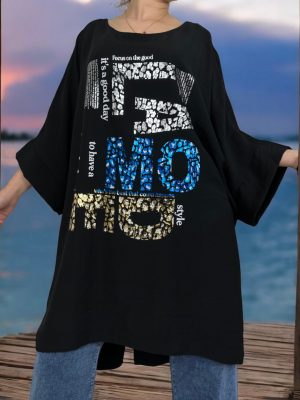 Μπλούζα plus size με μανίκια νυχτερίδας