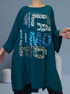 Μπλούζα plus size με μανίκια νυχτερίδας