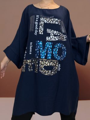 Μπλούζα plus size με μανίκια νυχτερίδας<br/><small class="dmm_sku">Κωδικός προϊόντος: 7426-μπλε2</small>