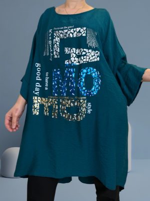 Μπλούζα plus size με μανίκια νυχτερίδας