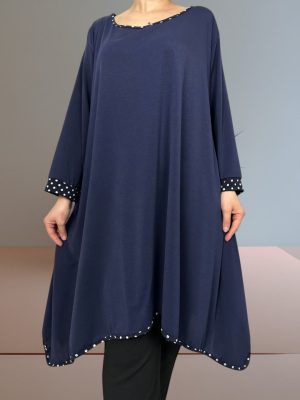 Μπλουζοφόρεμα  με πουά λεπτομέρειες<br/><small class="dmm_sku">Κωδικός προϊόντος: 4506-μπλε</small>