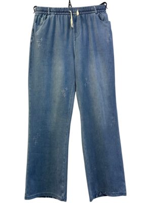 Τζιν παντελόνι σε ίσια γραμμή με στρας<br/><small class="dmm_sku">Κωδικός προϊόντος: 7549-μπλε</small>