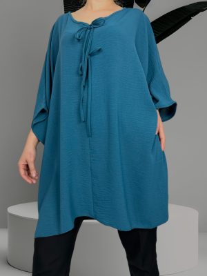 Over size μπλούζα με φιόγκο<br/><small class="dmm_sku">Κωδικός προϊόντος: 7595-πετρολ</small>