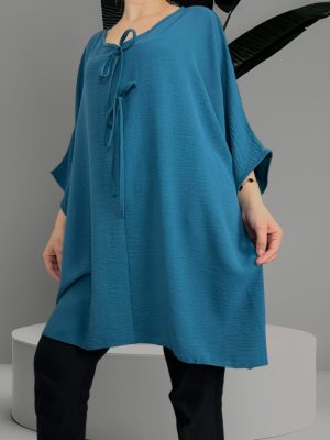 Over size μπλούζα με φιόγκο<br/><small class="dmm_sku">Κωδικός προϊόντος: 7595-πετρολ</small>