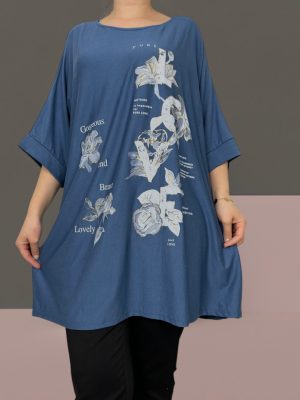 OverSize μπλουζοφόρεμα με λουλούδια