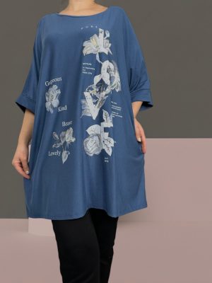 OverSize μπλουζοφόρεμα με λουλούδια