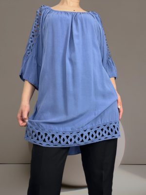 Μπλούζα με Ελαστική λαιμόκοψη με δαντέλα<br/><small class="dmm_sku">Κωδικός προϊόντος: 7681-ραφ</small>