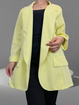 Σακάκι κρέπ με πέρλα στο μανίκι<br/><small class="dmm_sku">Κωδικός προϊόντος: 7610-κιτρινο</small>