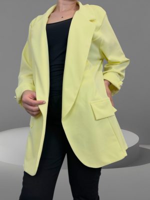 Σακάκι κρέπ με πέρλα στο μανίκι<br/><small class="dmm_sku">Κωδικός προϊόντος: 7610-κιτρινο</small>