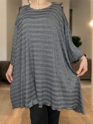 Ριγε Μπλουζοφόρεμα Γκρι<br/><small class="dmm_sku">Κωδικός προϊόντος: 7707-γκρι1</small>