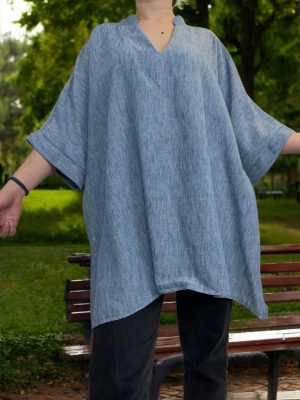 Μπλούζα με ανοιχτό V oversize
