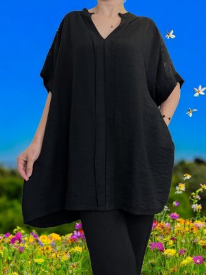 Μπλούζα με V και δαντέλα<br/><small class="dmm_sku">Κωδικός προϊόντος: 7769-μαυρο</small>