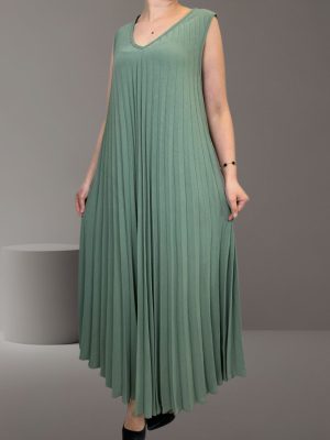 Μάξι πλισέ φόρεμα<br/><small class="dmm_sku">Κωδικός προϊόντος: 7771-λαδι</small>