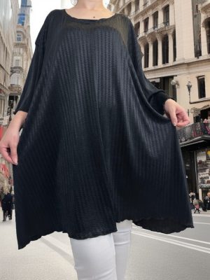 Oversize μπλουζοφόρεμα ζέρσευ<br/><small class="dmm_sku">Κωδικός προϊόντος: 7813-μαυρο</small>