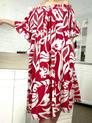 Φόρεμα από βισκόζη με μοτίβο<br/><small class="dmm_sku">Κωδικός προϊόντος: 7791-κοκκινο</small>