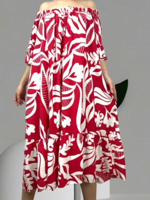 Φόρεμα από βισκόζη με μοτίβο<br/><small class="dmm_sku">Κωδικός προϊόντος: 7791-κοκκινο</small>