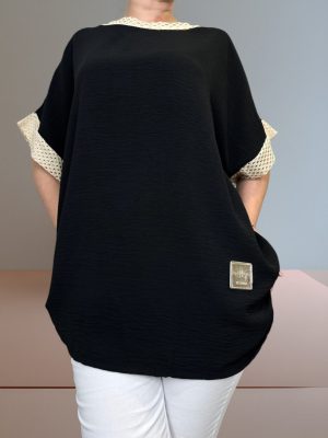 Mπλούζα με λεπτομέρεια στα μανίκια<br/><small class="dmm_sku">Κωδικός προϊόντος: 7842-μαυρο</small>
