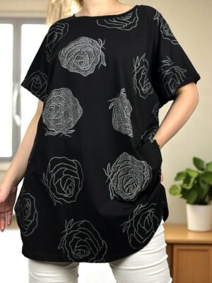 T SHIRT με στάμπα λουλούδι