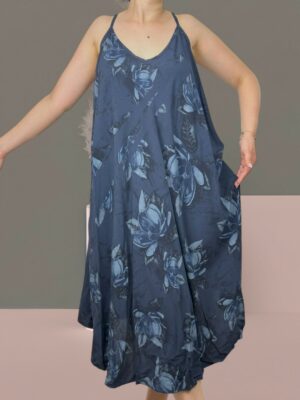 Αέρινο φόρεμα με ραντάκι<br/><small class="dmm_sku">Κωδικός προϊόντος: 7990-μπλε</small>