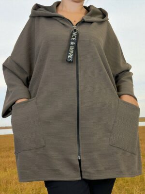 Oversized ζακέτα με κουκούλα & φερμουάρ<br/><small class="dmm_sku">Κωδικός προϊόντος: 8142-ταμπα</small>