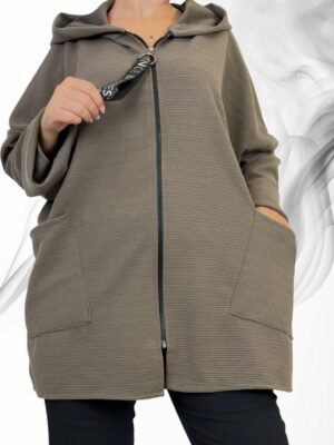 Oversized ζακέτα με κουκούλα & φερμουάρ<br/><small class="dmm_sku">Κωδικός προϊόντος: 8142-ταμπα</small>