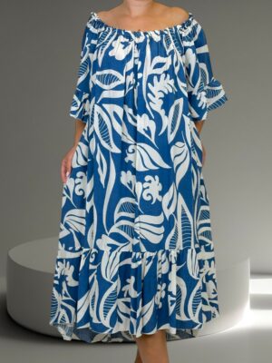 Φόρεμα από βισκόζη με μοτίβο<br/><small class="dmm_sku">Κωδικός προϊόντος: 7791-πετρολ</small>