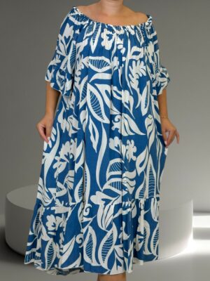 Φόρεμα από βισκόζη με μοτίβο<br/><small class="dmm_sku">Κωδικός προϊόντος: 7791-πετρολ</small>