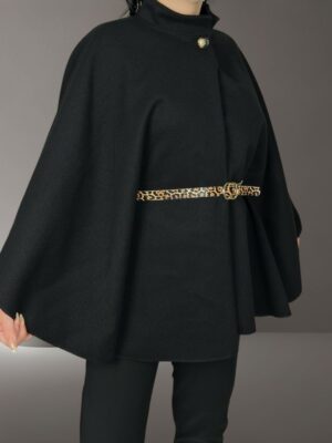 Στυλάτο Poncho με Ζώνη Animal Print