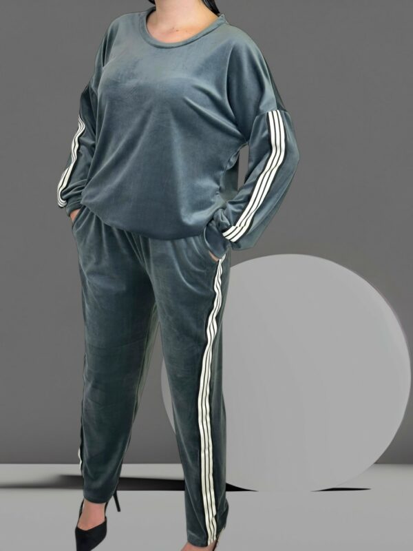 Velvet Athleisure Set με Ρίγα στο Πλάι
