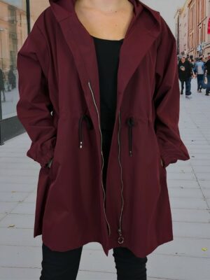 Casual Καπαρντίνα με Κουκούλα για Όλη Μέρα<br/><small class="dmm_sku">Κωδικός προϊόντος: 8208-μπορντο</small>