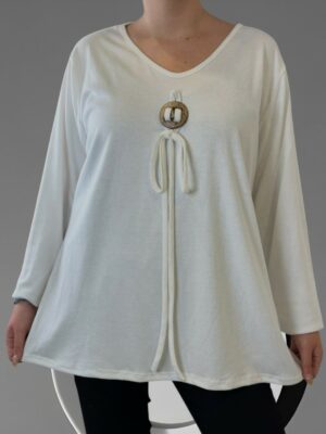 Casual μπλούζα με ξύλινο διακοσμητικό<br/><small class="dmm_sku">Κωδικός προϊόντος: 8216-ζαχαρι</small>