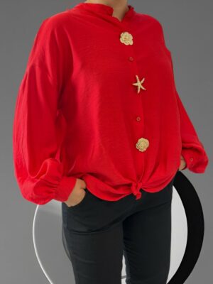 Πουκάμισο με χρυσό glamorous στοιχείο<br/><small class="dmm_sku">Κωδικός προϊόντος: 8217-κοκκινο</small>