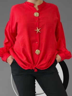 Πουκάμισο με χρυσό glamorous στοιχείο<br/><small class="dmm_sku">Κωδικός προϊόντος: 8217-κοκκινο</small>