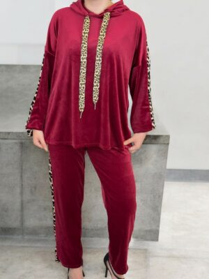 Chic Σετ με Λεοπάρ Touch και Hoodie<br/><small class="dmm_sku">Κωδικός προϊόντος: 8221-μπορντο</small>