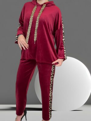 Chic Σετ με Λεοπάρ Touch και Hoodie<br/><small class="dmm_sku">Κωδικός προϊόντος: 8221-μπορντο</small>