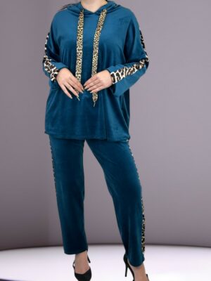 Chic Σετ με Λεοπάρ Touch και Hoodie<br/><small class="dmm_sku">Κωδικός προϊόντος: 8221-πετρολ</small>