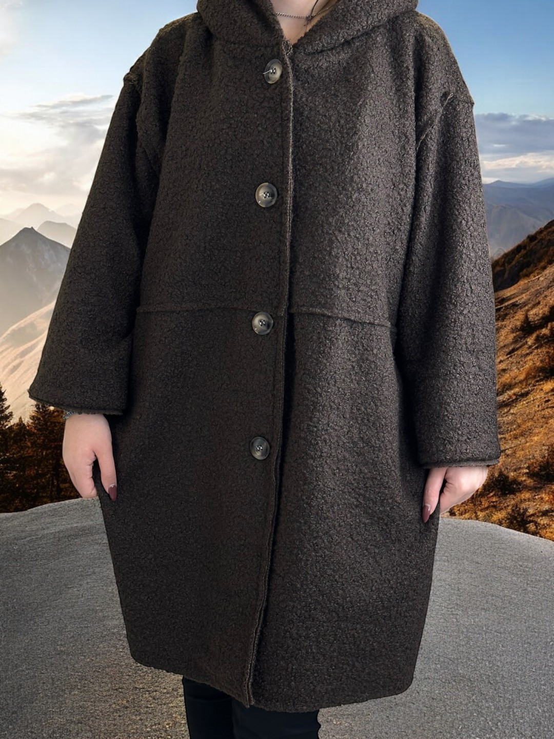 Γυναικείο παλτό μακρύ χνουδωτό με κουκούλα Γυναικείο παλτό μακρύ χνουδωτό με κουκούλα