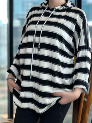 Ριγέ Knit Hoodie