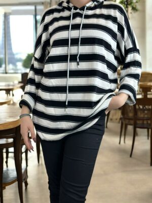 Ριγέ Knit Hoodie