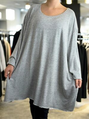 Must-have μπλουζοφόρεμα Plus Size για μοντέρνες εμφανίσεις<br/><small class="dmm_sku">Κωδικός προϊόντος: 8245-γκρι</small>
