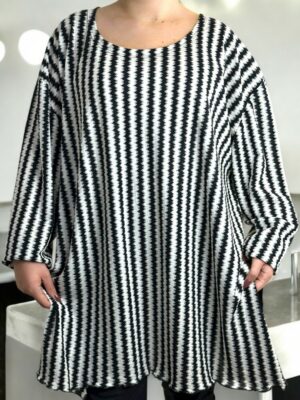 Ασπρόμαυρο μπλουζοφόρεμα – Classic Chic<br/><small class="dmm_sku">Κωδικός προϊόντος: 8249-ασπρομαυρο</small>