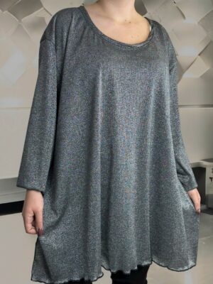 Λαμπερό γκρι μπλουζοφόρεμα Lurex<br/><small class="dmm_sku">Κωδικός προϊόντος: 8250-γκρι</small>