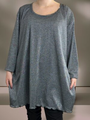 Λαμπερό γκρι μπλουζοφόρεμα Lurex<br/><small class="dmm_sku">Κωδικός προϊόντος: 8250-γκρι</small>