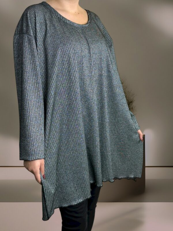 Must-have γκρι Lurex μπλουζοφόρεμα με ριγέ λεπτομέρειες